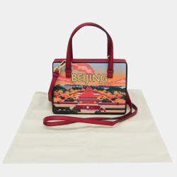 Pre Owned Loewe POSTAL Small Bag Leather Handbag Shoulder Bag Orange Red Color