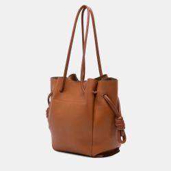 Pre Owned Loewe Brown Small Leather Flamenco Knot Tote