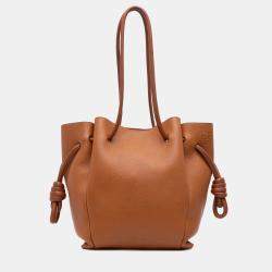 Pre Owned Loewe Brown Small Leather Flamenco Knot Tote