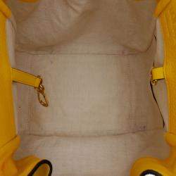 Pre Owned Loewe Yellow Small Grained Calfskin Drawstring Hammock Satchel