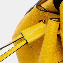 Pre Owned Loewe Yellow Small Grained Calfskin Drawstring Hammock Satchel