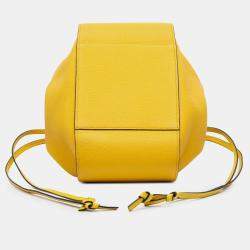 Pre Owned Loewe Yellow Small Grained Calfskin Drawstring Hammock Satchel