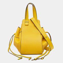 Pre Owned Loewe Yellow Small Grained Calfskin Drawstring Hammock Satchel