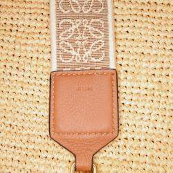 Pre Owned Loewe Beige Mini Raffia Slit Satchel
