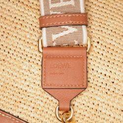 Pre Owned Loewe Beige Mini Raffia Slit Satchel