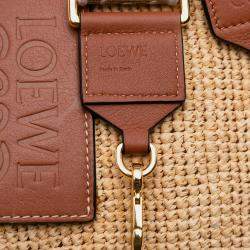 Pre Owned Loewe Beige Mini Raffia Slit Satchel