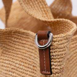 Pre Owned Loewe Beige Mini Raffia Slit Satchel