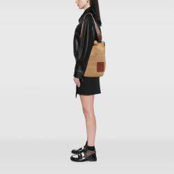 Pre Owned Loewe Beige Mini Raffia Slit Satchel