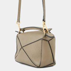 Pre Owned Loewe Puzzle Bag 2Waybag Greige Leather Size Mini