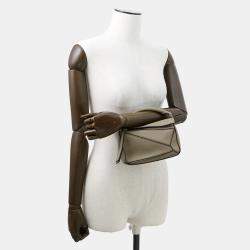 Pre Owned Loewe Puzzle Bag 2Waybag Greige Leather Size Mini