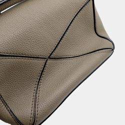 Pre Owned Loewe Puzzle Bag 2Waybag Greige Leather Size Mini