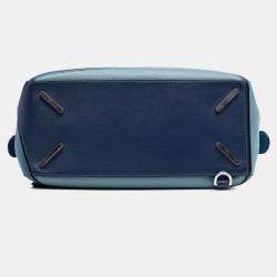 Pre Owned Loewe Blue Medium Tricolor Calfskin Puzzle Satchel