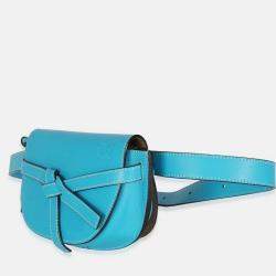 Pre Owned Loewe Blue Calfskin Mini Gate Belt Bag