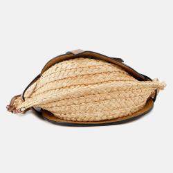 Pre Owned Loewe Gate Shoulder Bag Tan/Natural Raffia Leather Size Small