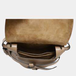 Pre Owned Small Gate Crossbody Bag With Gold Metal Edging Trim