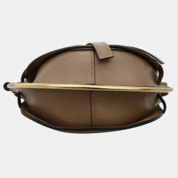 Pre Owned Small Gate Crossbody Bag With Gold Metal Edging Trim