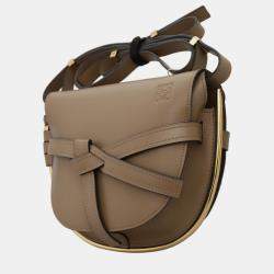 Pre Owned Small Gate Crossbody Bag With Gold Metal Edging Trim