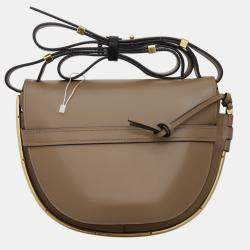 Pre Owned Small Gate Crossbody Bag With Gold Metal Edging Trim