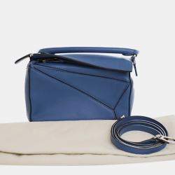 Pre Owned Loewe Blue Mini Calfskin Puzzle Satchel