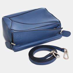 Pre Owned Loewe Blue Mini Calfskin Puzzle Satchel