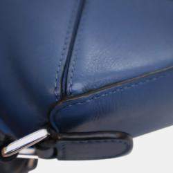 Pre Owned Loewe Blue Mini Calfskin Puzzle Satchel