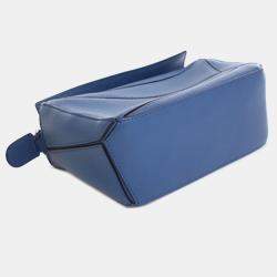 Pre Owned Loewe Blue Mini Calfskin Puzzle Satchel