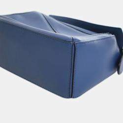 Pre Owned Loewe Blue Mini Calfskin Puzzle Satchel
