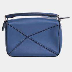 Pre Owned Loewe Blue Mini Calfskin Puzzle Satchel