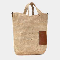 Pre Owned Loewe Beige Large Raffia Slit Satchel