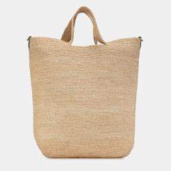 Pre Owned Loewe Beige Large Raffia Slit Satchel