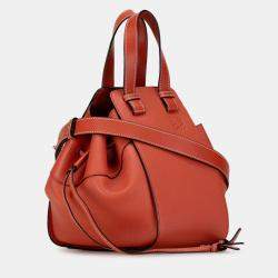 Pre Owned Loewe Orange Small Leather Hammock Satchel