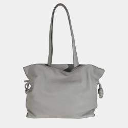 Pre Owned Loewe Pearl Grey Nappa Calfskin Large Flamenco Knot Hobo