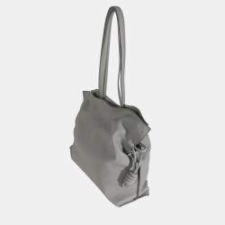 Pre Owned Loewe Pearl Grey Nappa Calfskin Large Flamenco Knot Hobo