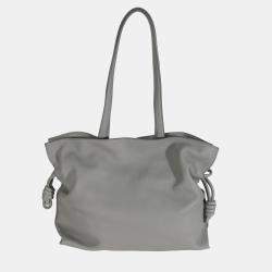 Pre Owned Loewe Pearl Grey Nappa Calfskin Large Flamenco Knot Hobo