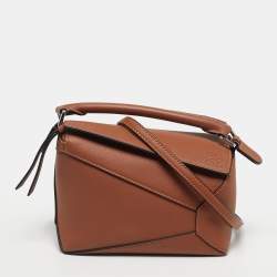 Pre Owned Loewe Brown Leather Mini Puzzle Shoulder Bag