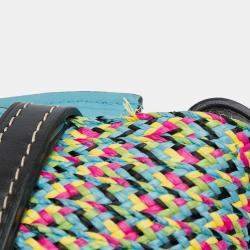 Pre Owned Loewe Blue Small Raffia and Calfskin Gate Crossbody
