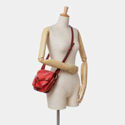 Pre Owned Loewe Red Small Leather Gate Crossbody