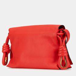 Pre Owned Loewe Red Leather Flamenco Knot Whipstitch Crossbody