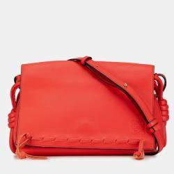 Pre Owned Loewe Red Leather Flamenco Knot Whipstitch Crossbody