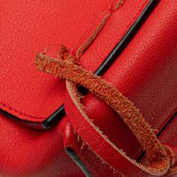 Pre Owned Loewe Red Leather Flamenco Knot Whipstitch Crossbody