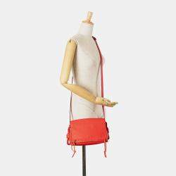 Pre Owned Loewe Red Leather Flamenco Knot Whipstitch Crossbody