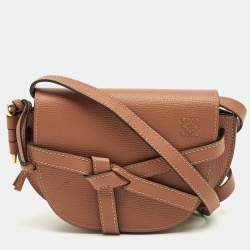 Pre Owned Loewe Brown Leather Mini Gate Dual Shoulder Bag