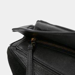 Pre Owned Loewe Black Medium Calfskin and Suede Puzzle Satchel