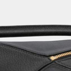 Pre Owned Loewe Black Medium Calfskin and Suede Puzzle Satchel