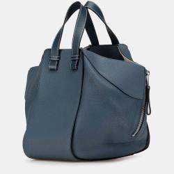 Pre Owned Loewe Blue Small Leather Hammock Bag