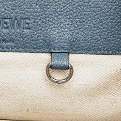 Pre Owned Loewe Blue Small Leather Hammock Bag