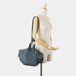 Pre Owned Loewe Blue Small Leather Hammock Bag
