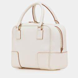 Pre Owned Loewe White Leather Amazona Square 19