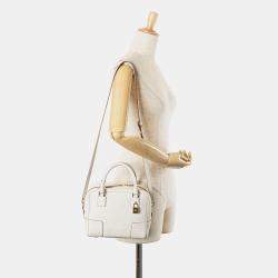 Pre Owned Loewe White Leather Amazona Square 19
