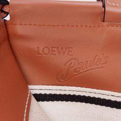 Pre Owned Loewe Red Paulas Ibiza Large Canvas Stripes Cushion Tote